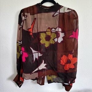 Rare Thierry Mugler Vintage Silk Floral Blouse Size 38